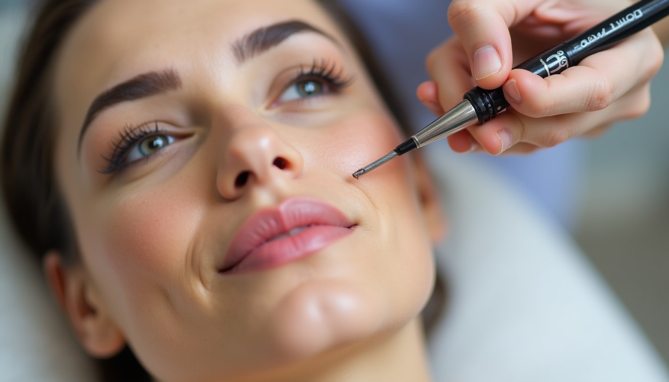 Mireasă zâmbitoare cu machiaj permanent impecabil, pregătită pentru nunta ei.